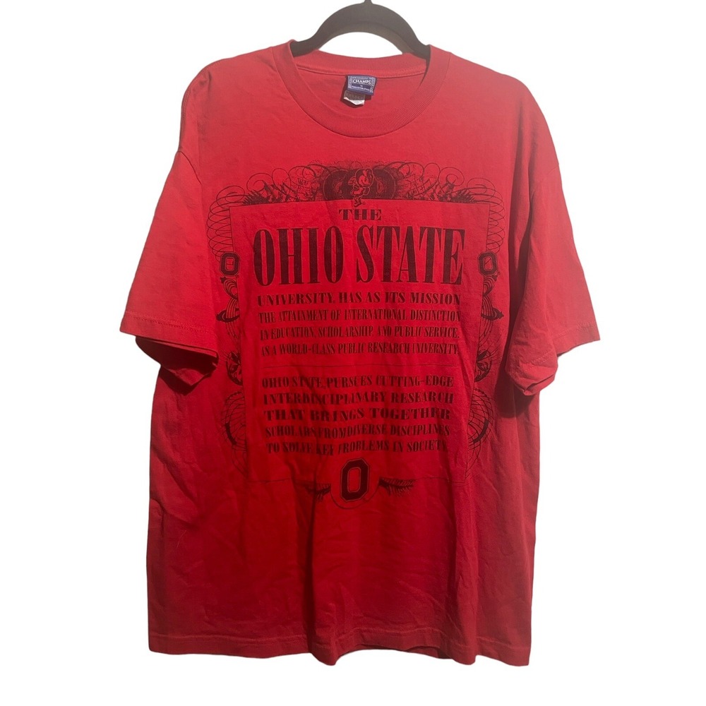 Ohio State Buckeyes T-shirt Men's Large Red Mission Statement OSU VTG Champs‎ LG